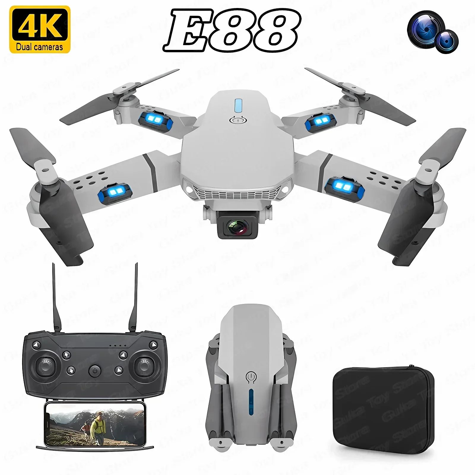 Drone Rc Helicopter With Camera - E88 Pro Drone FPV kamera sudut